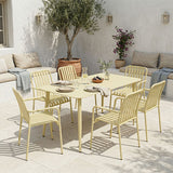 Set dining exterior Heven Vista, 7 piese, Champagne, aluminiu, 120x70x72 cm