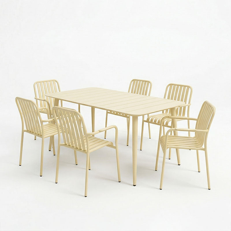 Set dining exterior Heven Vista, 7 piese, Champagne, aluminiu, 150x80x72 cm