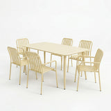Set dining exterior Heven Vista, 7 piese, Champagne, aluminiu, 150x80x72 cm, imagine principală, pentru living sau bucătărie