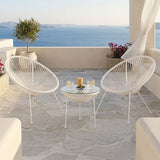 Set lounge exterior Acapulco, 3 piese, Alb, metal si ratan PE