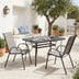 Set dining exterior Ensure Calan, 3 piese, Antracit, metal si sticla, 120x70x70 cm, imagine principală, metal, stofă, sticlă, pentru living sau bucătărie