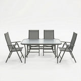 Set dining exterior Ensure Candor, 5 piese, Antracit, metal si sticla, 120x70x70 cm