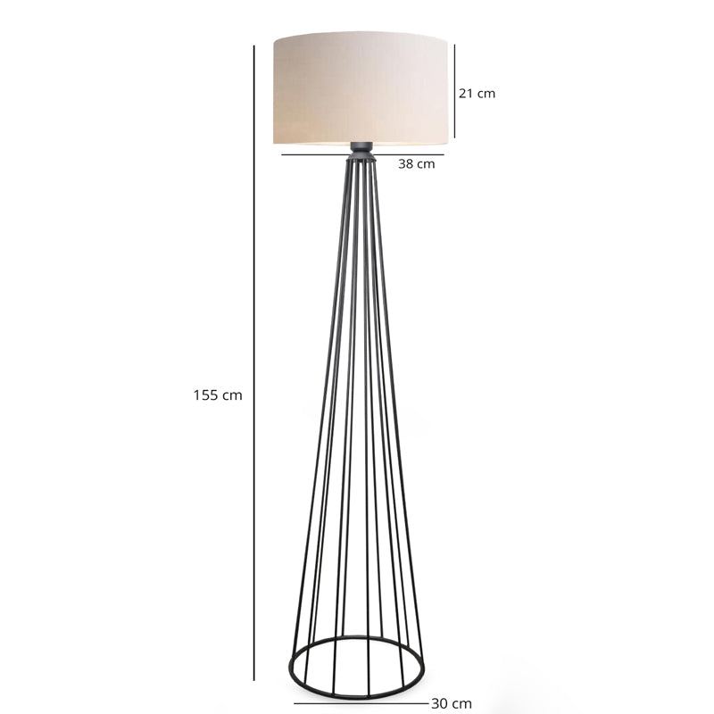Lampa de podea Firdo I  E27 tesatura crem -metal negru Ö38x121cm