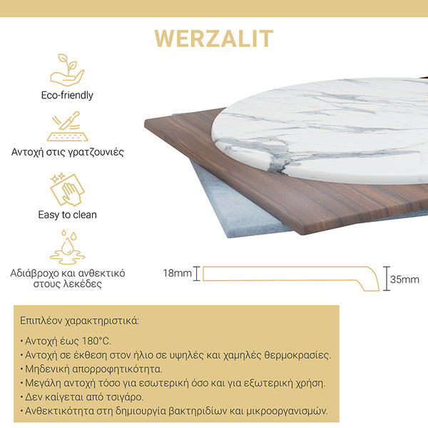 Blat de Masa Solace Werzalit marmura Alb 70x70cm grosime 35mm 70x70