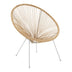scaun de exterior Fotoliu Acapulco, Metal și Rattan Natural, Alb-Natur, 68x74x84 cm