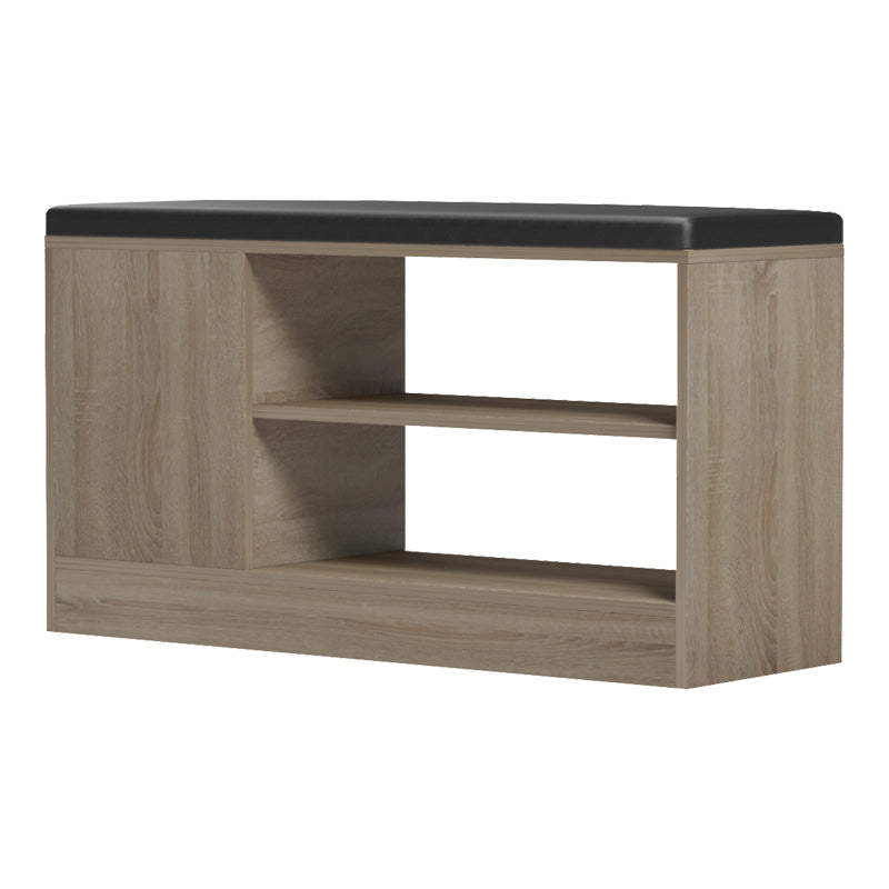 Dulap pentru pantofi cu scaun Deboule, Sonoma-Negru, Lemn, 90x30x46 cm, pentru 8 perechi de pantofi