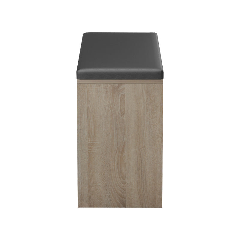 Dulap pentru pantofi cu scaun Deboule, Sonoma-Negru, Lemn, 90x30x46 cm, pentru 8 perechi de pantofi