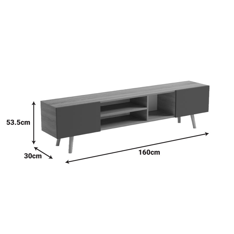 Dulap TV cu rafturi Osclo , Modern, Lemn Sonoma-Antracit, 160x30x53.5cm