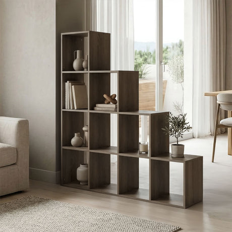 Bibliotecă modernă  Scala, stil contemporan, material sonoma, dimensiuni 130x29x130 cm
