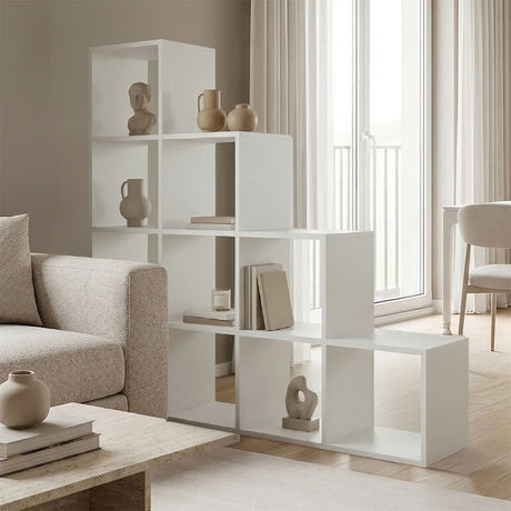 Bibliotecă albă Funcțională  Scala, Modernă, Material Lemn, 130x29x130 cm