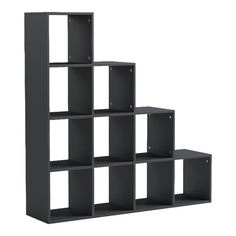 Bibliotecă modulară  Scala, stil modern, material MDF antracit, dimensiuni 130x29x130 cm.