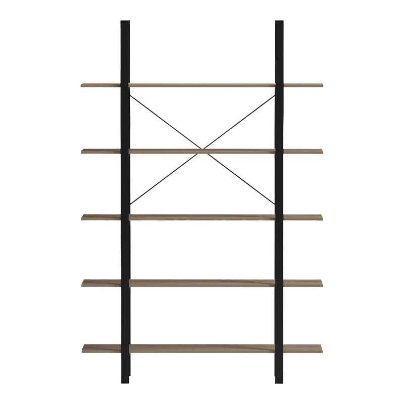 Bibliotecă cu rafturi Loftie , Stil Industrial, Metal Negru și Lemn Sonoma, 126x28x165cm.