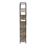 Bibliotecă cu rafturi Loftie , Stil Industrial, Metal Negru și Lemn Sonoma, 126x28x165cm.