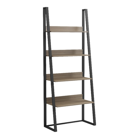 Bibliotecă cu rafturi Alfa , Stil Modern, Metal Negru și Lemn Sonoma, 75x36x185 cm