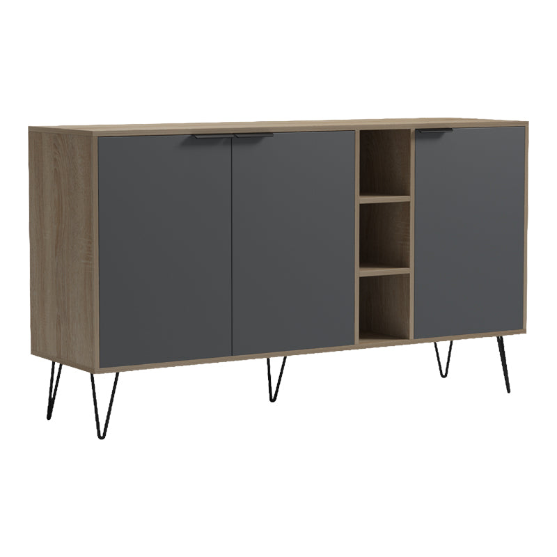 Bufet cu spațiu de depozitare  Balain, Modern, Lemn Sonoma-Antracit, 142x35.5x83 cm