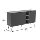 Bufet cu spațiu de depozitare  Balain, Modern, Lemn Sonoma-Antracit, 142x35.5x83 cm