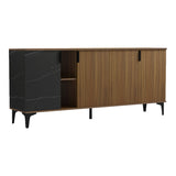 Bufet modern cu aspect marmură  Riba, stil elegant, materiale nuc-negru, dimensiuni 180x40x78cm.