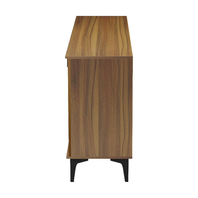 Bufet modern cu aspect marmură  Riba, stil elegant, materiale nuc-negru, dimensiuni 180x40x78cm.