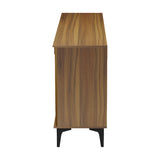 Bufet modern cu aspect marmură  Riba, stil elegant, materiale nuc-negru, dimensiuni 180x40x78cm.