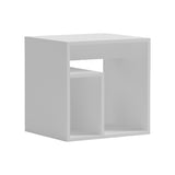 Masă laterală dublă cu funcție de depozitare , Stil Modern, Material: Lemn, Dimensiuni: 40x35x40 cm, Culoare: Alb.