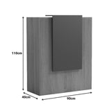 Reception birou Zowel cu LED sonoma-antracit 90x40x110cm, Sonoma-Gri inchis