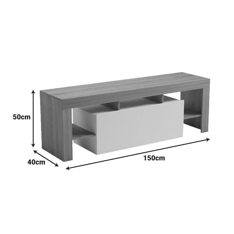 Dulap TV cu funcție de depozitare  Liner, Modern, Lemn Sonoma-Alb, 150x40x50cm
