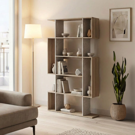Biblioteca Mito, Sonoma cu efect marmura bej, 109x25x161 cm