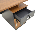 Birou profesional cu functie de organizare Oscar, Lemn Nuc/Gris închis, 150x80x76 cm