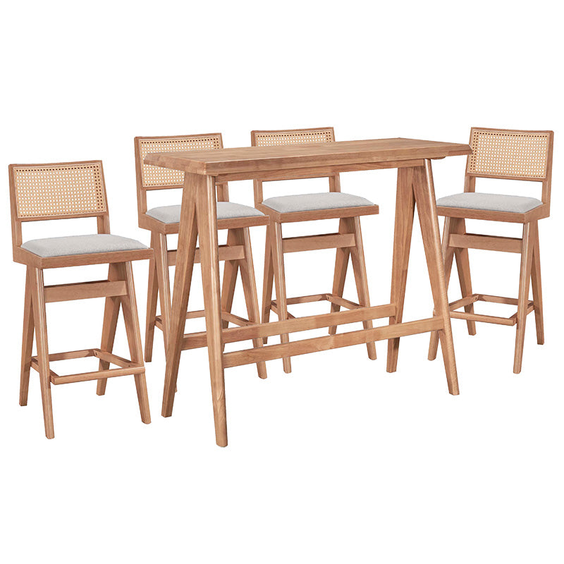 Set bar masa si scaune pentru sufragerie Winslow set 5 piese lemn de arbore de cauciuc, nuc deschis 120x45x100 cm