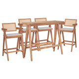 Set masa si scaune pentru sufragerie Winslow set 5 piese lemn de arbore de cauciuc, nuc deschis 120x45x100 cm