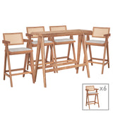 Set masa si scaune pentru sufragerie Winslow set 7 piese lemn de arbore de cauciuc, nuc deschis 120x45x100 cm