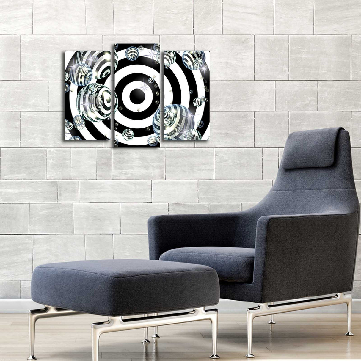 Tablou Canvas cu Led Glob Craciun, Multicolor, 66 x 45 cm