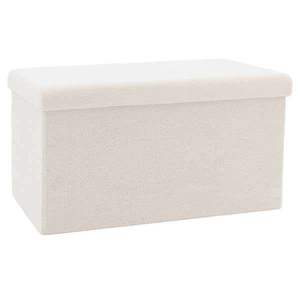 Taburet Forward cu depozitare, textil , gri - bej, 76x38x37 cm