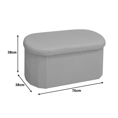 Taburet Otto cu spatiu de depozitare, Boucle Ivory, 76x38x38 cm
