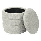 Taburet cu spațiu de depozitare Bettia stofă teddy mentă Ø41x38.5cm