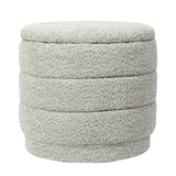 Taburet cu spațiu de depozitare Bettia stofă teddy mentă Ø41x38.5cm
