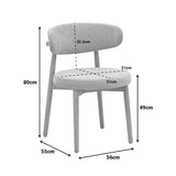 Scaun dining Luben din stofa si lemn de cauciuc, Gri-Natural, 53x54x79 cm