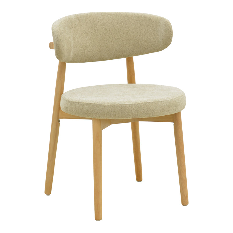 Scaun dining Luben din stofa si lemn de cauciuc, Gri-Natural, 53x54x79 cm