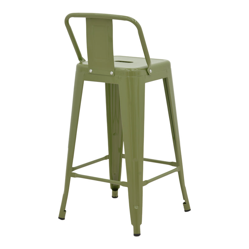Scaun bar cu spătar Utopia, metal, 42x42x86 cm, olive