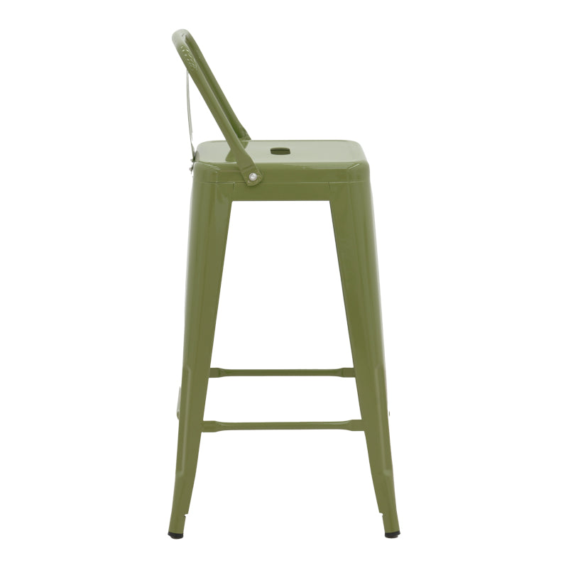 Scaun bar cu spătar Utopia, metal, 42x42x86 cm, olive