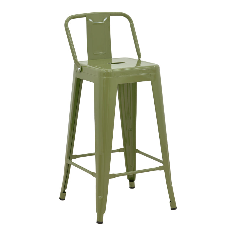Scaun bar cu spătar Utopia, metal, 42x42x86 cm, olive