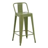Scaun bar cu spătar Utopia, metal, 42x42x86 cm, olive