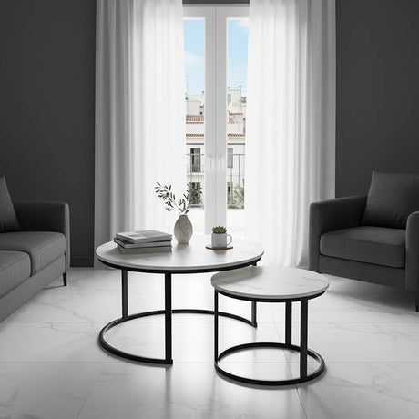 WHITE MARBLE - BLACK LEGS