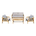 Set mobilier de exterior cu pernute, Malibu II, lemn de acacia cu sfoară, natural, pentru relaxare în grădină, ajustabile