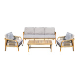 Set mobilier de exterior Malibu III, cu funcție relaxare, Lemn de acacia și frânghie, generoase, Include perne bej