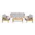 Set mobilier de exterior Malibu III, cu funcție relaxare, Lemn de acacia și frânghie, generoase, Include perne bej