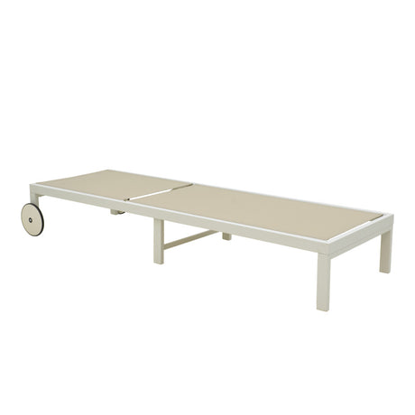 Șezlong Mailo, Aluminiu alb și Textilena Bej, 71x206x30 cm