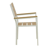 Scaun de exterior stivuibil Breze, Natural-Alb, 57.5x60x88 cm
