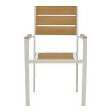 Scaun de exterior stivuibil Breze, Natural-Alb, 57.5x60x88 cm