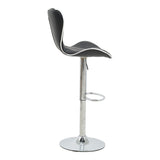 Scaun de bar Jorine reglabil pe inaltime baza neagra pu-crom 53x44x114 cm